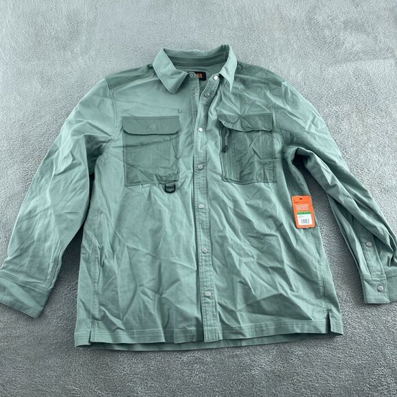Bass Outdoor Sage Green Stretch Worker Shirt L NWT 3477 - Picture 1 of 10